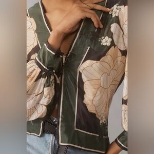 FARM Rio long sleeve silky wrap top